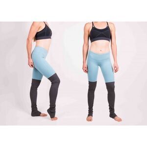 Alo Yoga Womens Goddess Colorblock Ruched High Waist Leggings Blue Black Size XS